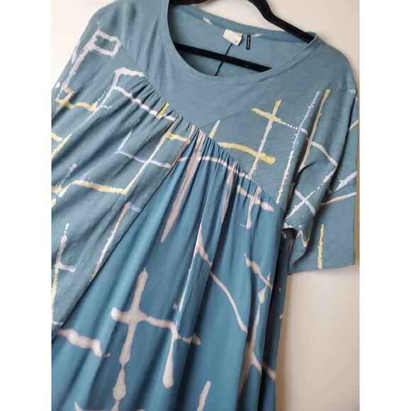 Akemi Kin Anthropologie Women Top Small Blue LIGHT STREAKS Flowey Short Sleeve - Picture 4 of 12